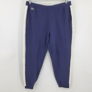 Lacoste Sport Men's Navy Blue Side Stripe Pique Jogger Sweatpants XL Preppy Pant
